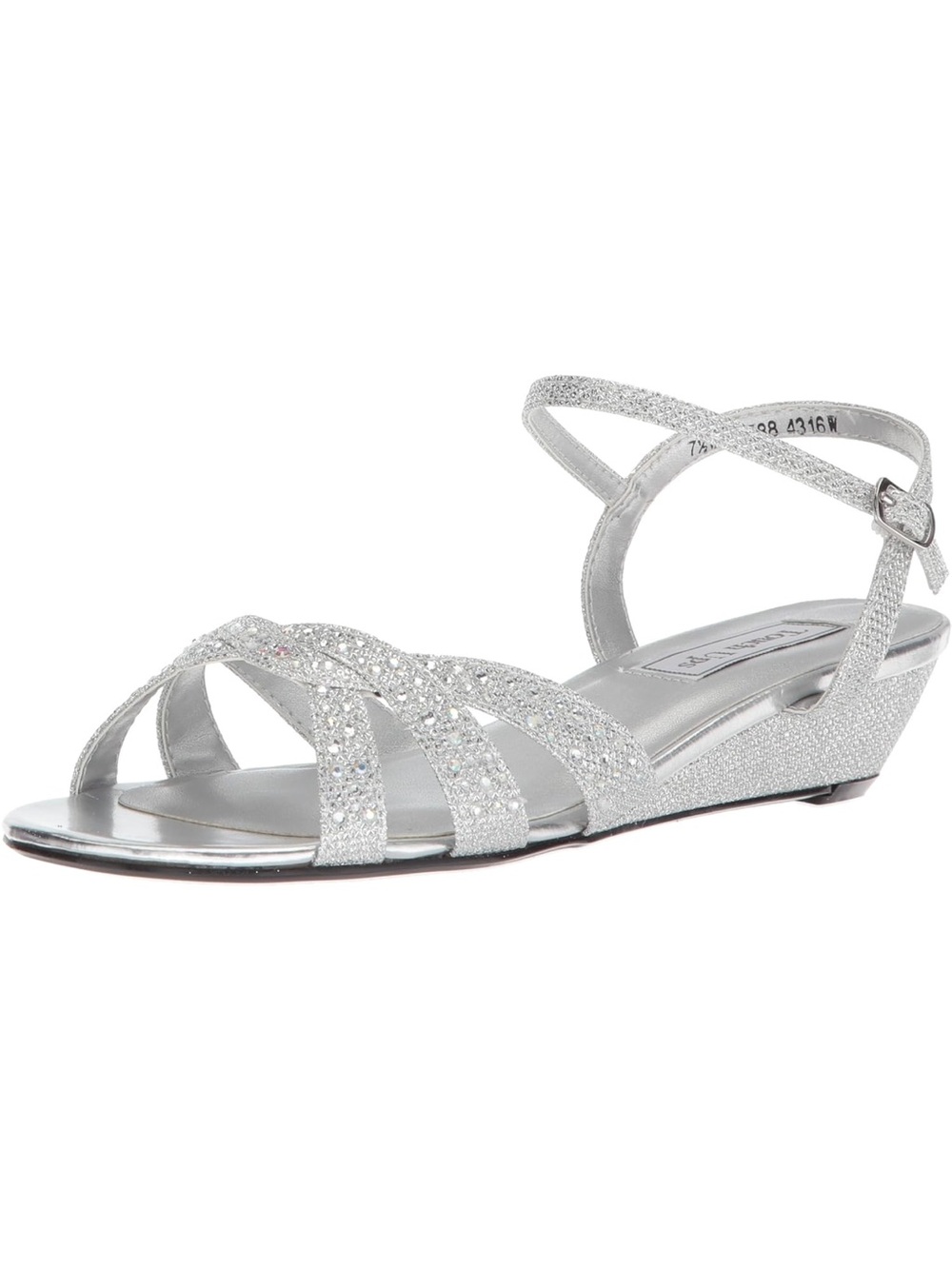 Benjamin Walk Silver Glitter Strappy Wedge Sandal